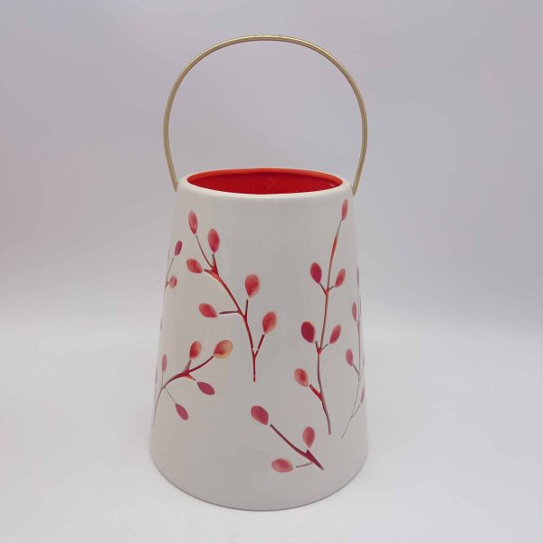 Large White Ceramic Leaf Lantern