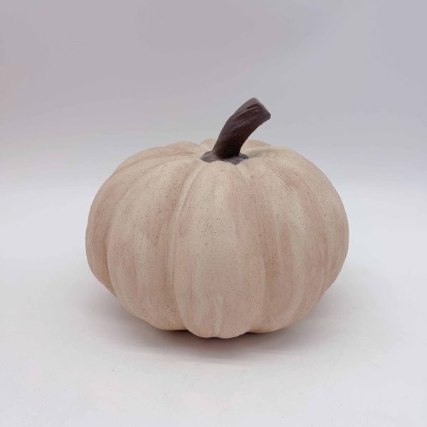 Large White Ceramic Pumpkin Decor Piece