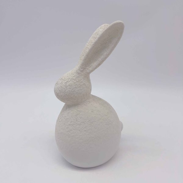 Large White Ceramic Rabbit Figurine Display