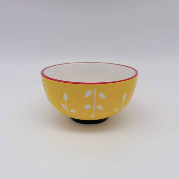 Large Yellow Ceramic Leaf Bowl