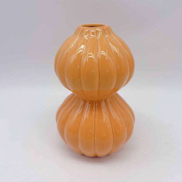 Large Yellow Ceramic Pumpkin Halloween Vase