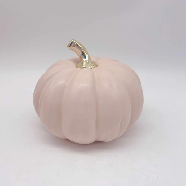 Medium Ivory Ceramic Pumpkin Decor