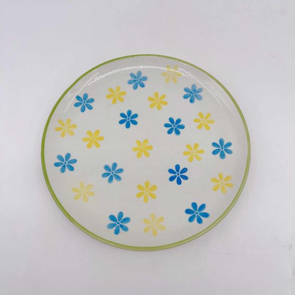 Medium Yellow Blue Ceramic Floral Plate
