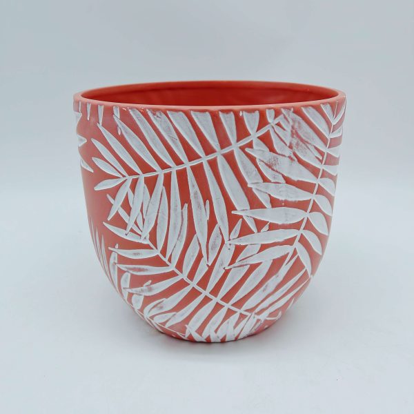 Orange Ceramic Painted Flowerpot