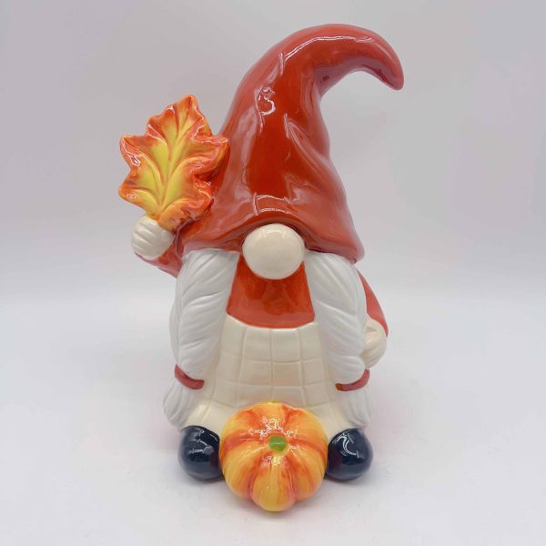 Orange Ceramic Pumpkin Halloween Figurine Decor