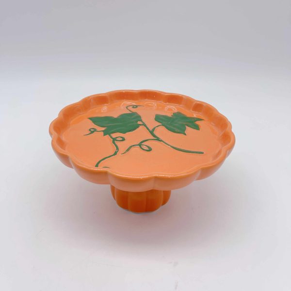 Orange Ceramic Pumpkin Plate Elevated Halloween Design