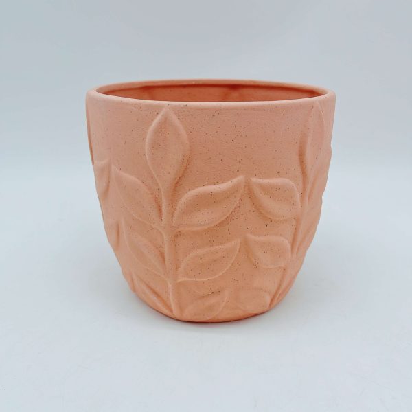 Orange Ceramic Sand-Glazed Flower Pot