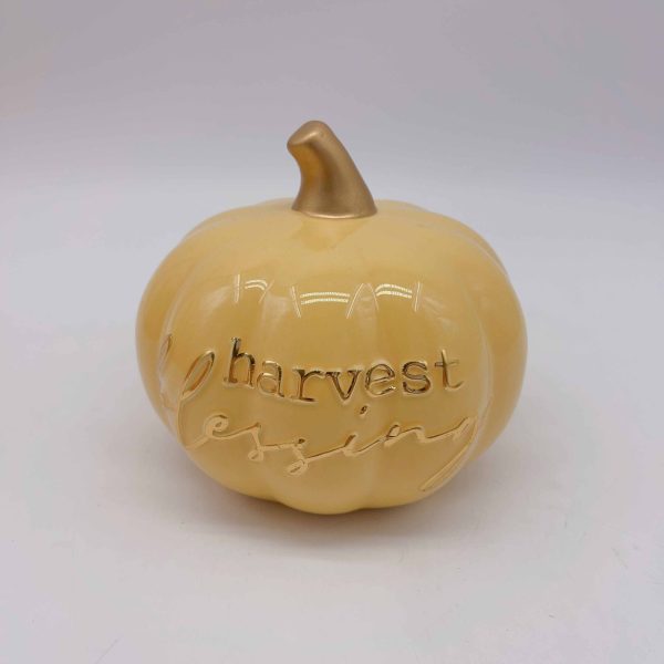 Pale Yellow Ceramic Pumpkin Decor
