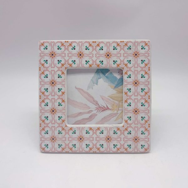 Pink Ceramic Checkered Photo Frame