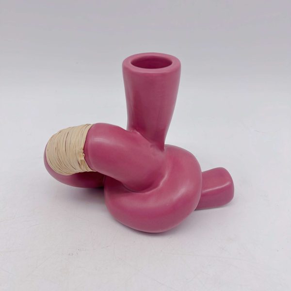 Pink Ceramic Pipe Candle Holder