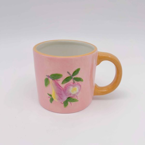 Pink Embossed Ceramic Mug with Brown Ears