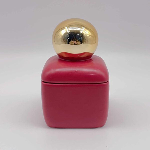 Pink Glossy Ceramic Jewelry Box with Embossed Floral Shell Design