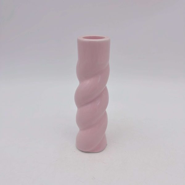 Pink Spiral Ceramic Candle Holder
