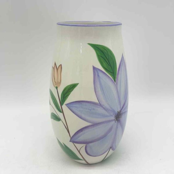 Purple Floral Ceramic Vase Hand-Painted