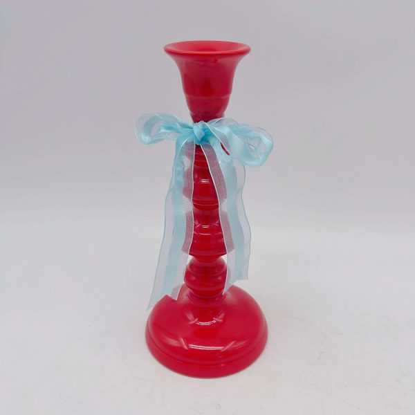 Red Ceramic Long Candle Holder