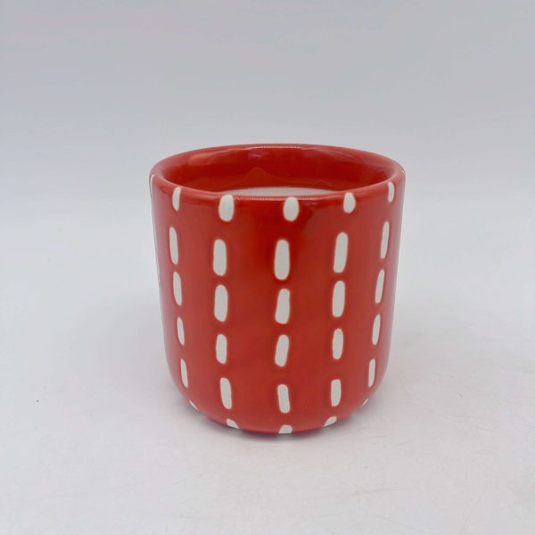 Red Ceramic Wax Cup with Wax