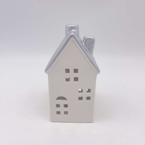 Silver Ceramic Christmas House Roof