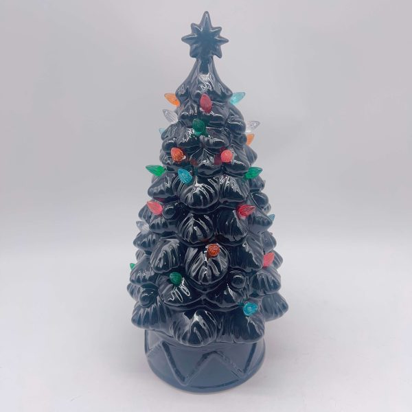 Small Black Ceramic Christmas Ornament LED Light