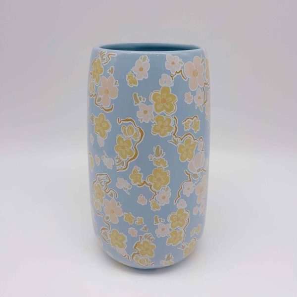 Small Blue Vintage Ceramic Flower Vase