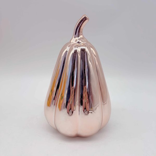 Small Ceramic Electroplated Gold Pumpkin Decor
