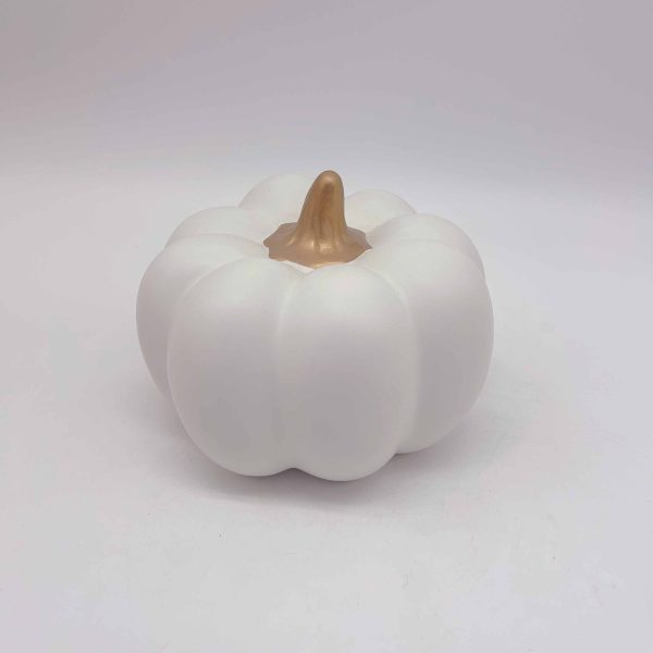 Small Gold White Ceramic Pumpkin Decor