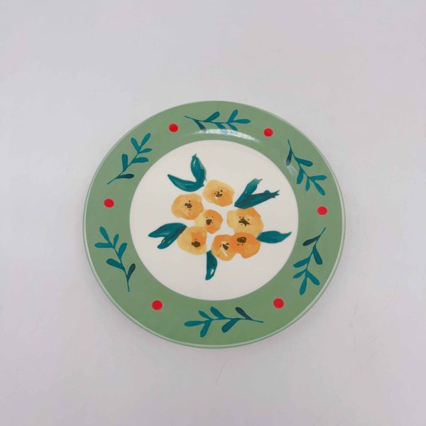 Small Green Round Ceramic Plate