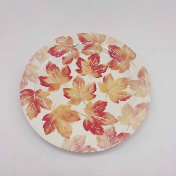 Small Orange Maple Leaf Ceramic Halloween Plate
