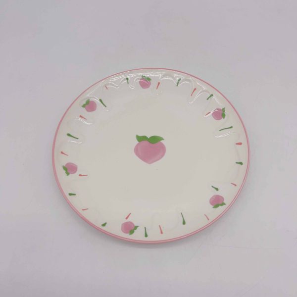 Small Pink Peach Ceramic Round Plate