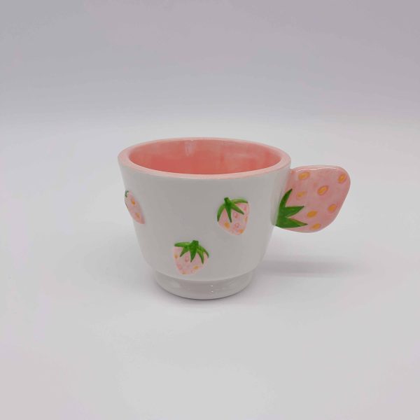Small Pink Strawberry Ceramic Cup