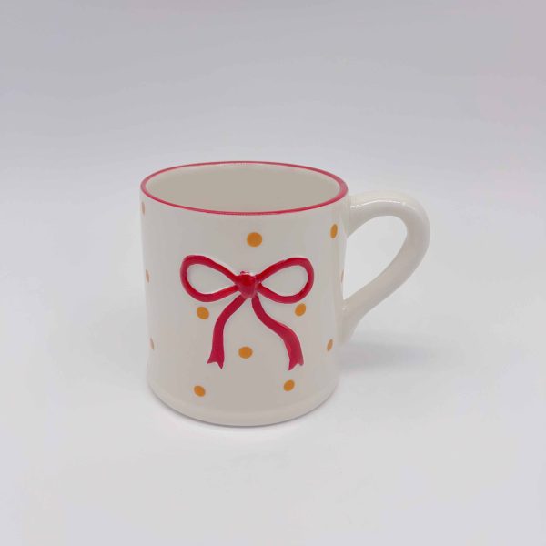 Small Red Ceramic Cup Butterfly Design