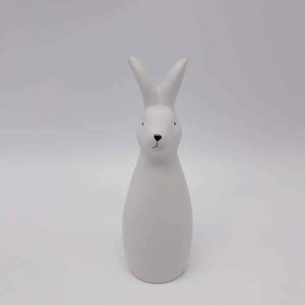 Small Round White Rabbit Ceramic Figurine