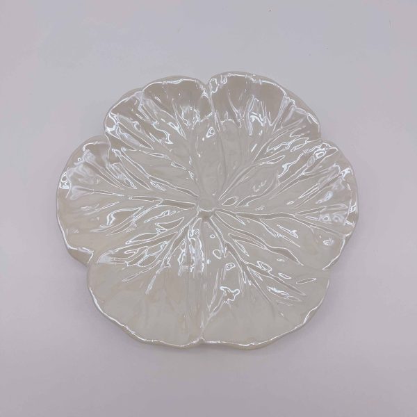 Small White Ceramic Pearl Glaze Vegetable Plate