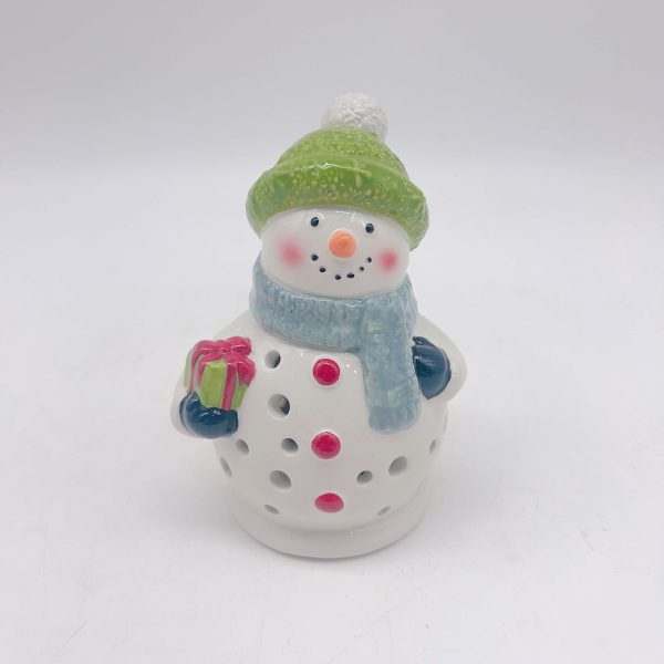 Small White Ceramic Snowman Decorative Ornament