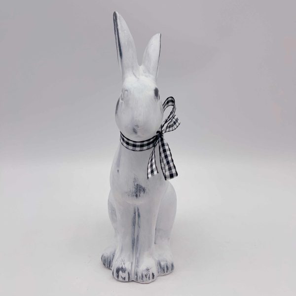 Small White Gray Ceramic Rabbit Figurine