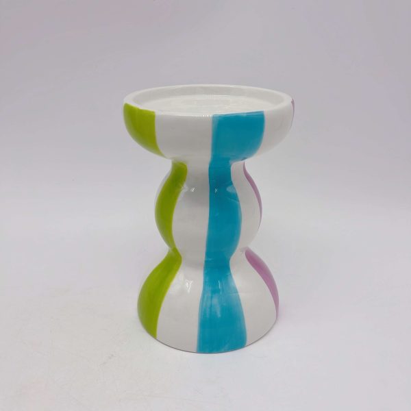 Striped Ceramic Candle Holders