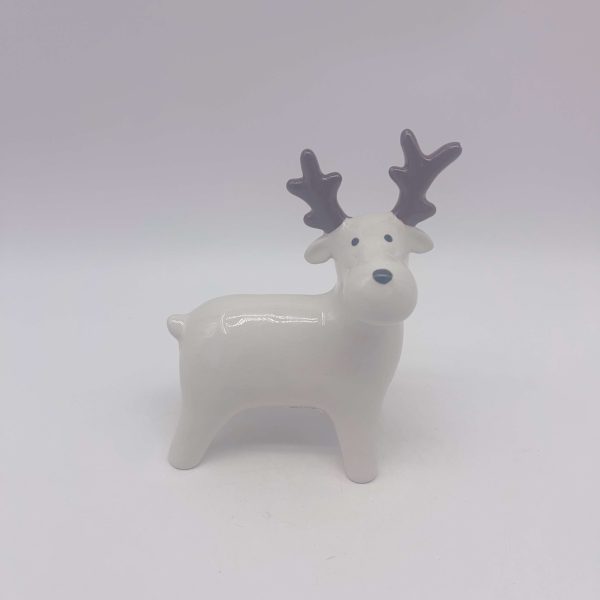 White Ceramic Christmas Deer Figurine