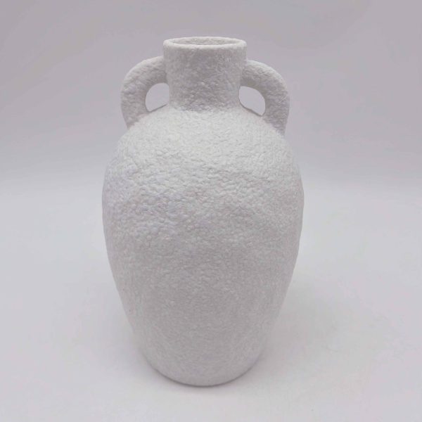 White Ceramic Double-Handled Vase