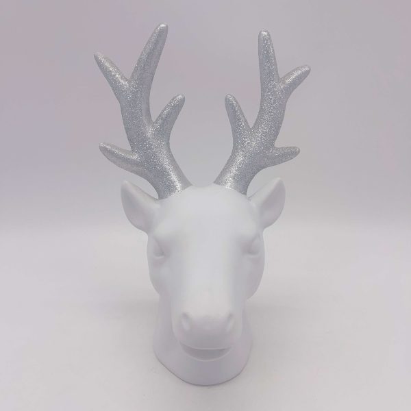 White Ceramic Elk Head Decor