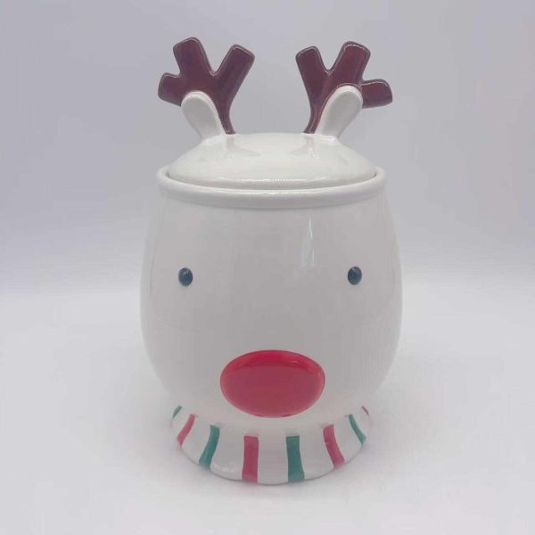 White Ceramic Elk Jar