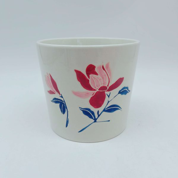 White Ceramic Painted Flower Pot