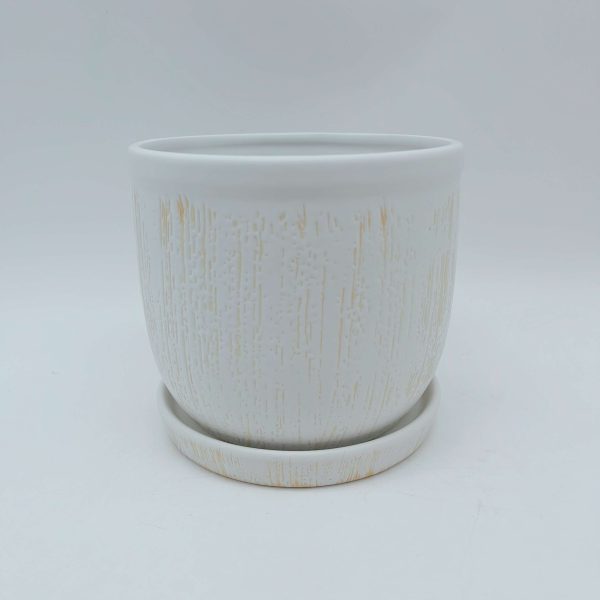 White Ceramic Planter Pot with Base
