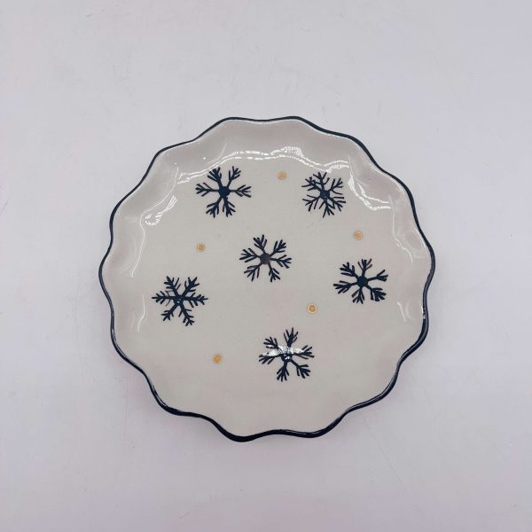 White Ceramic Plate Snowflake Design