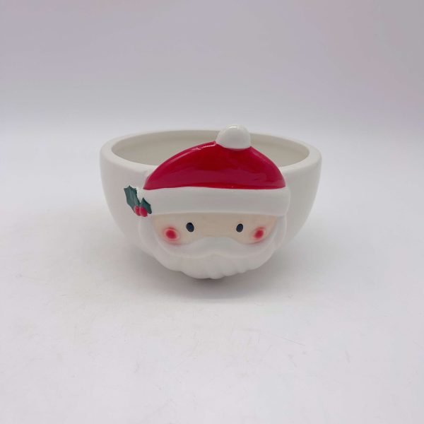 White Ceramic Santa Bowl