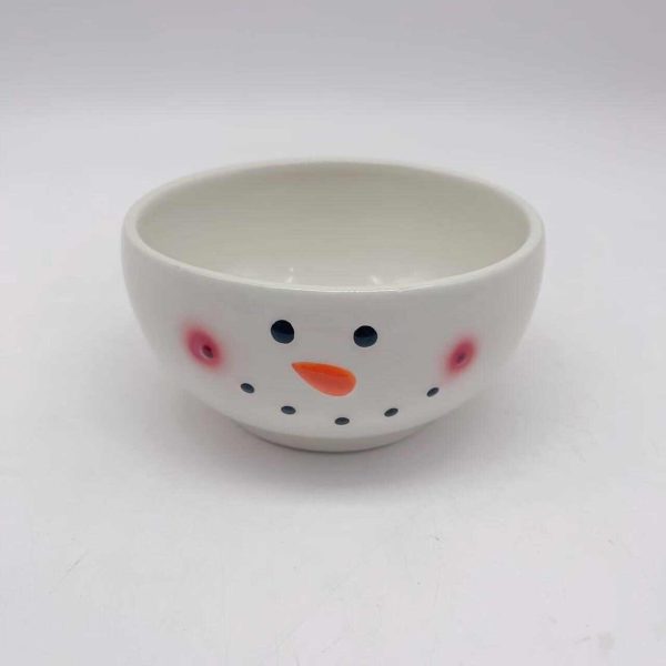 White Ceramic Snowman Christmas Bowl