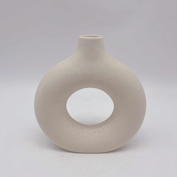 White Ceramic Vase with Sand Glaze