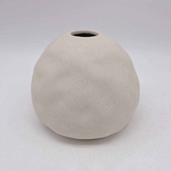 White Ceramic Vase with Sandy Glaze Finish
