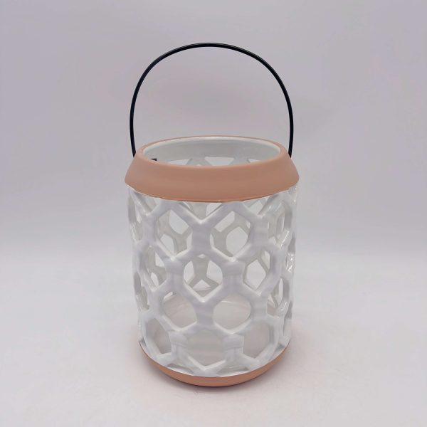 White Hexagonal Ceramic Lantern