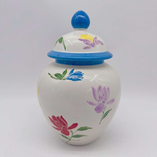 White Painted Ceramic Jar