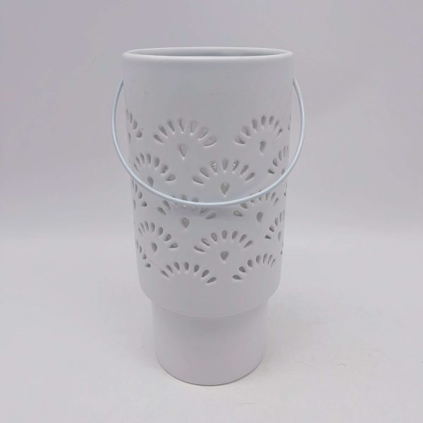 White Rectangular Ceramic Lantern