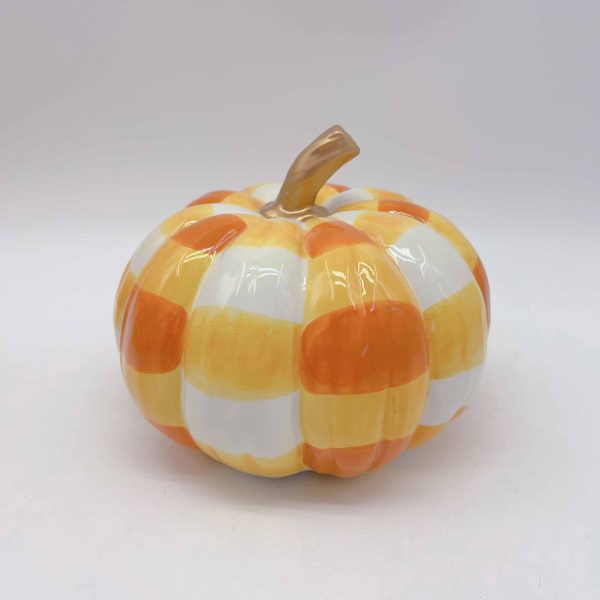 Yellow Ceramic Checkered Decor Piece